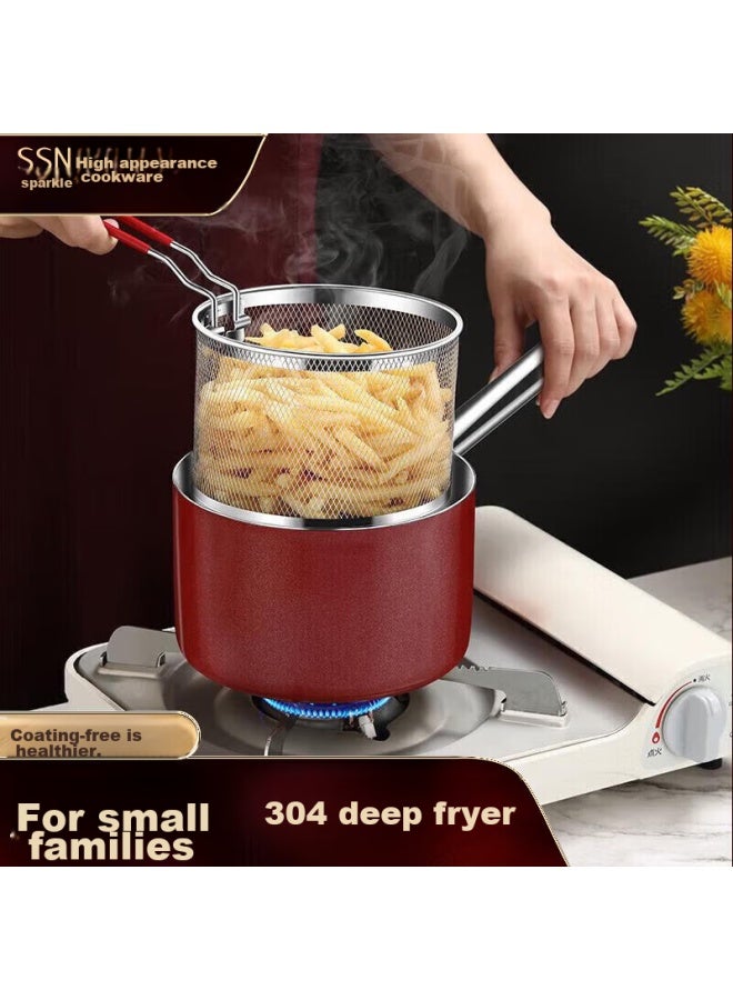 Ssn Deep Frying Pan, Household Use, 304 Stainless Steel, Small Frying Pan, Specialized For Deep-frying, Tempura Frying Pan, Gas Stove, Small Pot - Image 1