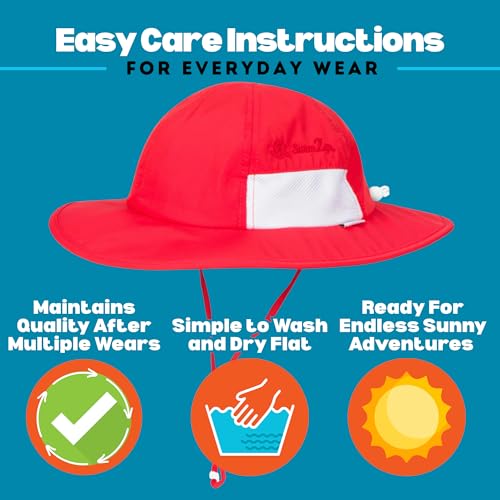 SwimZip Wide Brim Sun Hat | UPF 50+ Protection for Baby, Toddler, and Kids Red - Image 5