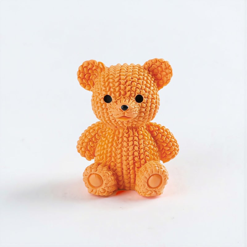Upgraded High Detail Orange Knit Bear Mini DIY Craft Ornament 3.7g - Image 2