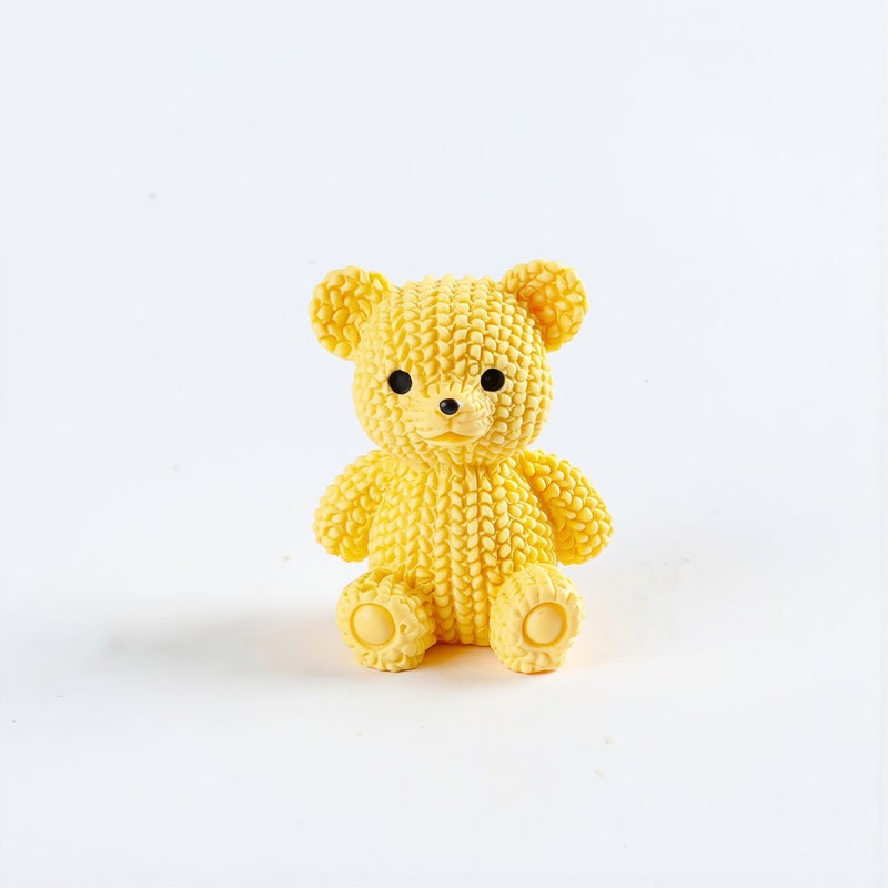 Upgraded High Detail Orange Knit Bear Mini DIY Craft Ornament 3.7g - Image 4