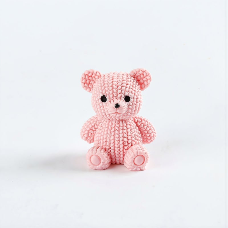 Upgraded High Detail Orange Knit Bear Mini DIY Craft Ornament 3.7g - Image 3