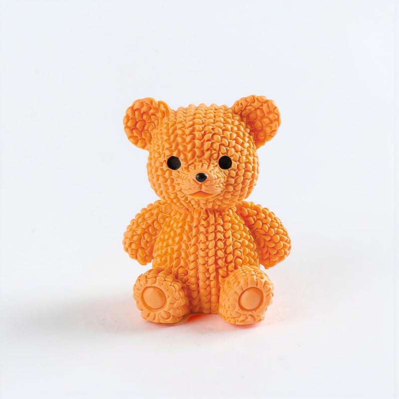 Upgraded High Detail Orange Knit Bear Mini DIY Craft Ornament 3.7g - Image 5