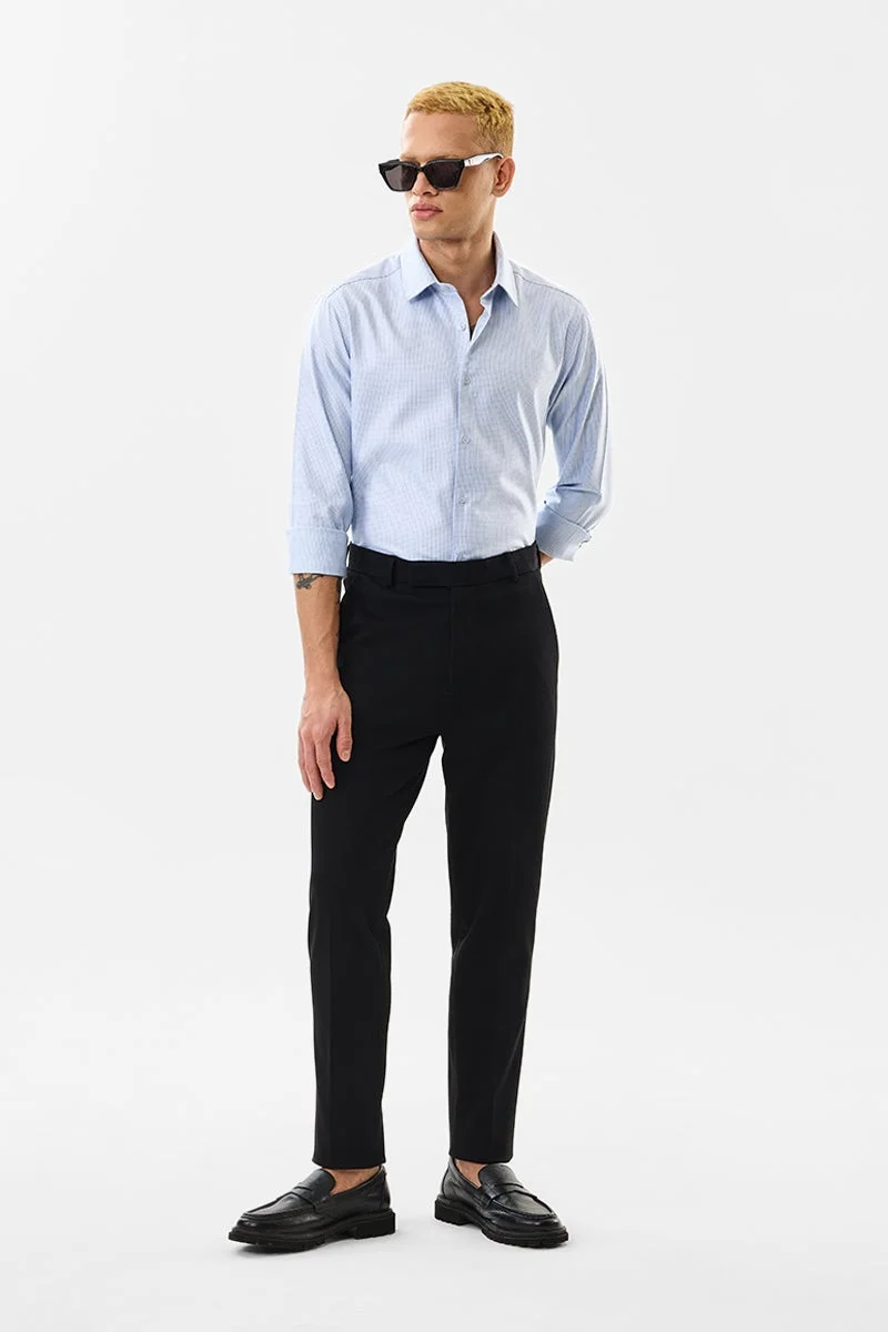 SNITCH Light Blue Checkered Long Sleeve Slim Fit Formal Luxe Shirt