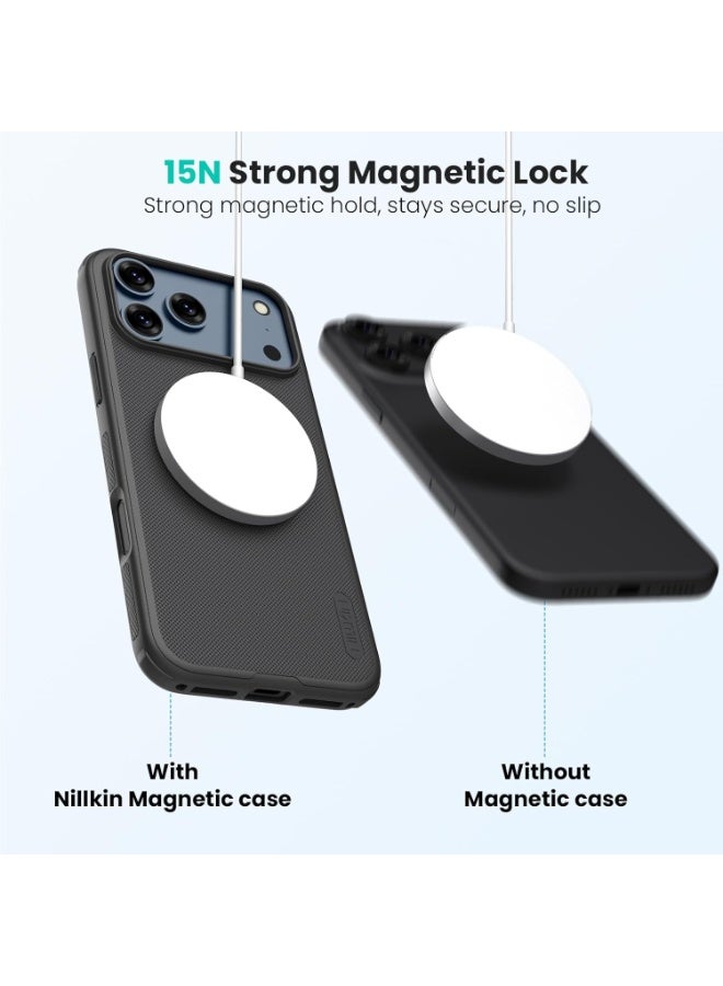 Nillkin Case Cover Super Frosted Pro  Magnetic Wireless Charging  Case Anti-Scratch & Slip For Iphone 17 Pro Max (Black) - Image 2