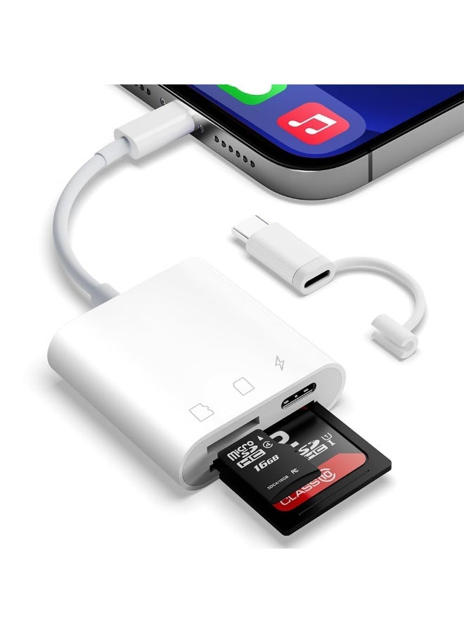 Kueh SD Card Reader for iPhone、 iPad, Digital Camera Card Adapter Plug and Play, Trail Game Camera SD Card Viewer, Simultaneous Charging and Reading - Image 1