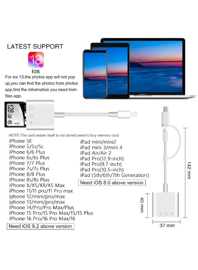 Kueh SD Card Reader for iPhone、 iPad, Digital Camera Card Adapter Plug and Play, Trail Game Camera SD Card Viewer, Simultaneous Charging and Reading - Image 5