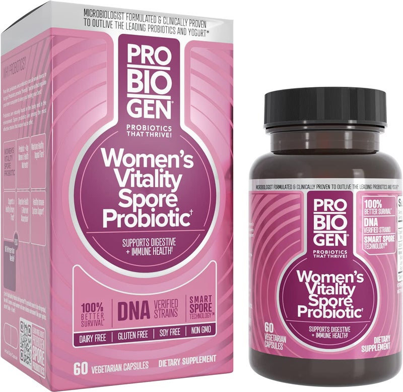 Probiogen Women’s Daily Supplement, Vitality Probiotic Smart Spore Technology, White, 60 Count - Image 1