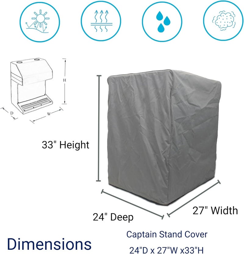 Savvycraft Waterproof Pontoon Boat Captain Stand Cover, Marine-Grade Heavy-Duty Polyester, 24" D x 27" W x 33" H Gray – All-Weather, UV Resistant, Durable Boat Seat Protector - Image 5
