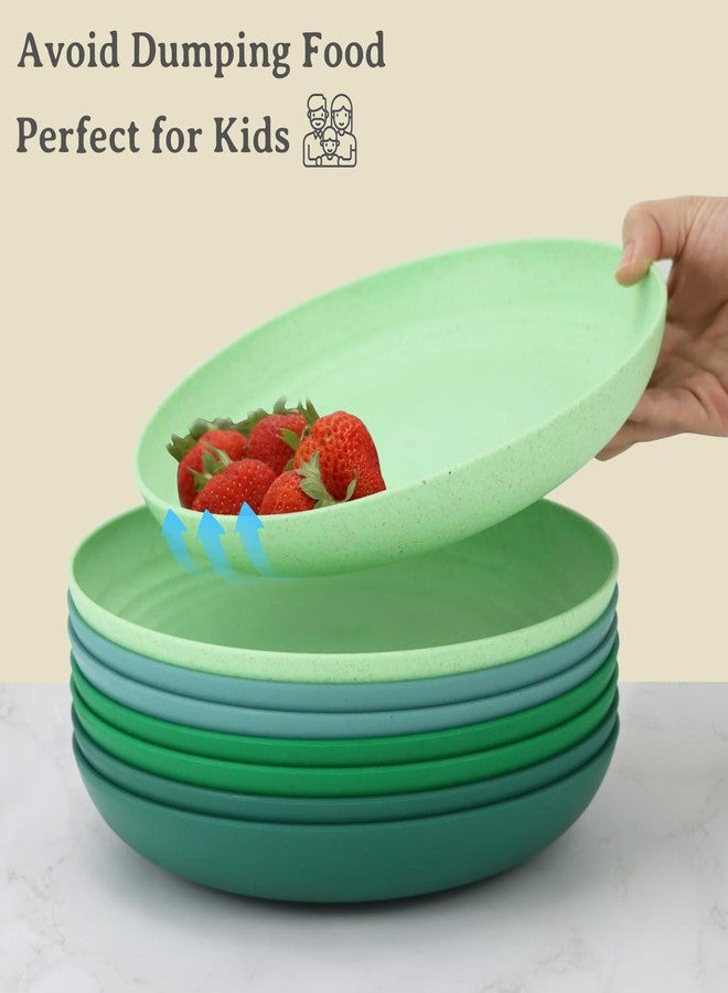 Wrova Wheat Straw Plates - 10 Inch Unbreakable Dinner Plates Set of 8 - Modern Dinnerware Dishes Dishwasher & Microwave Safe-Lightweight Plates for kitchen,camping (Forest Series) - Image 3