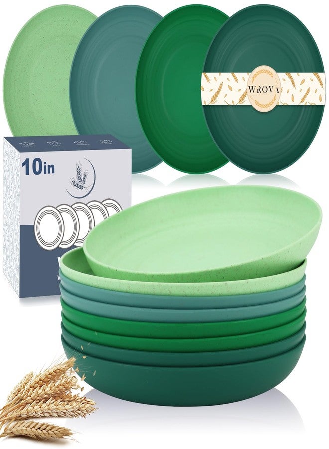 Wrova Wheat Straw Plates - 10 Inch Unbreakable Dinner Plates Set of 8 - Modern Dinnerware Dishes Dishwasher & Microwave Safe-Lightweight Plates for kitchen,camping (Forest Series) - Image 1