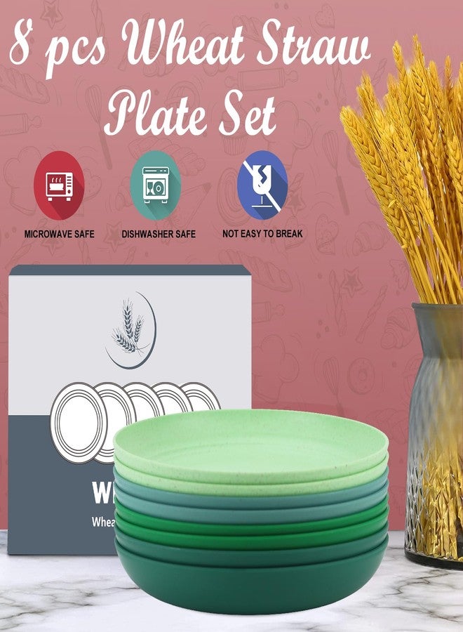 Wrova Wheat Straw Plates - 10 Inch Unbreakable Dinner Plates Set of 8 - Modern Dinnerware Dishes Dishwasher & Microwave Safe-Lightweight Plates for kitchen,camping (Forest Series) - Image 5