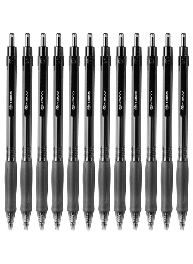 Kaco KEYBO 12 Pieces Black Gel Ink Pens with Soft Ergonomic Grip, 0.5 mm Fine Point - Ideal for Writing, Journaling, Drawing, Note-Taking - Image 1