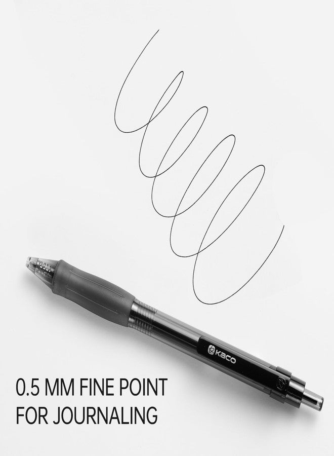 Kaco KEYBO 12 Pieces Black Gel Ink Pens with Soft Ergonomic Grip, 0.5 mm Fine Point - Ideal for Writing, Journaling, Drawing, Note-Taking - Image 3