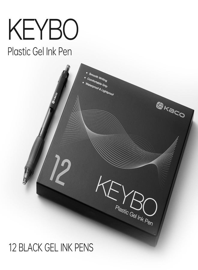 Kaco KEYBO 12 Pieces Black Gel Ink Pens with Soft Ergonomic Grip, 0.5 mm Fine Point - Ideal for Writing, Journaling, Drawing, Note-Taking - Image 2