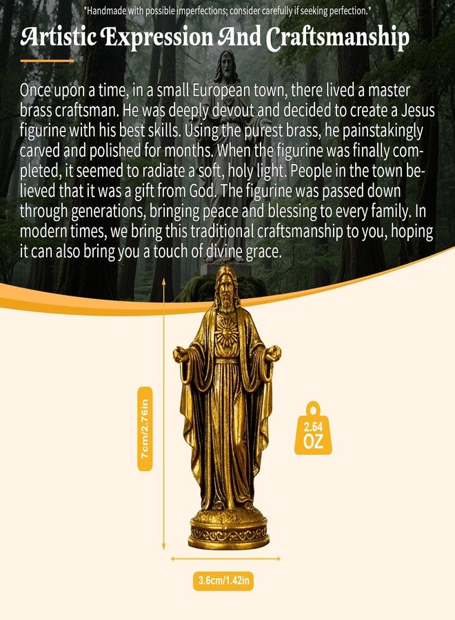 chovy تمثال السيد المسيح مصنوع من النحاس الصلب بنسبة 100% - منحوتة دينية بذراعين مستريحتين، قطعة ديكور مسيحية عتيقة قابلة للجمع للمنزل، طاولة المكتب، هدية تعميد، عيد الفصح، عيد الميلاد - Image 3