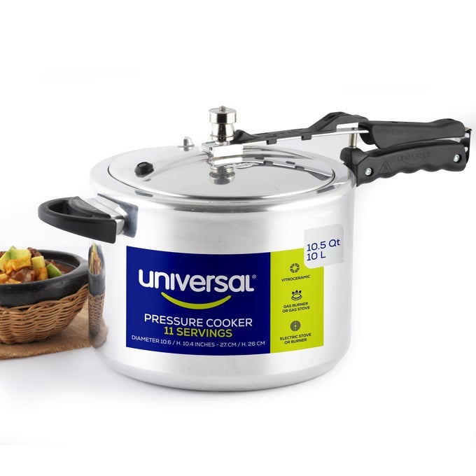105 QUART 10 LITER PRESSURE COOKER 11 SERVINGS ALUMINUM PRESSURE COOKER WITH MULTIPLE SAFETY SYSTEMS AND HEAT RESISTANT HANDLES FOR STEWS SOUP MEAT AND BEANS