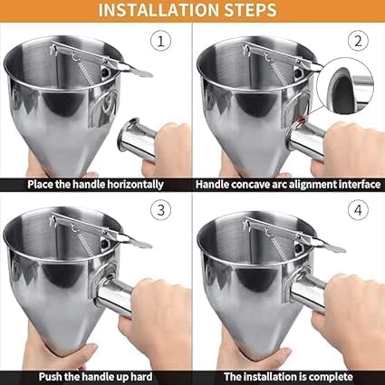 RP MALL RP MALL Stainless Steel Baking Piston Funnel with SpringLoaded HandleRackWaffle Batter Dispenser Pancake Maker Cooking Tools for Muffin Cupcake and Dessert Decorative Funnel  - Image 3