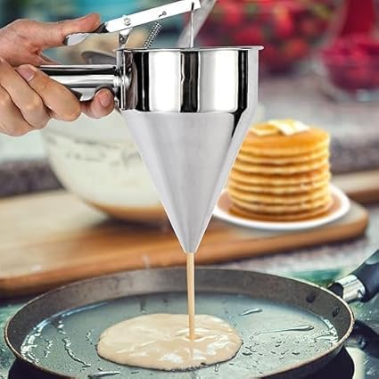 RP MALL RP MALL Stainless Steel Baking Piston Funnel with SpringLoaded HandleRackWaffle Batter Dispenser Pancake Maker Cooking Tools for Muffin Cupcake and Dessert Decorative Funnel  - Image 5