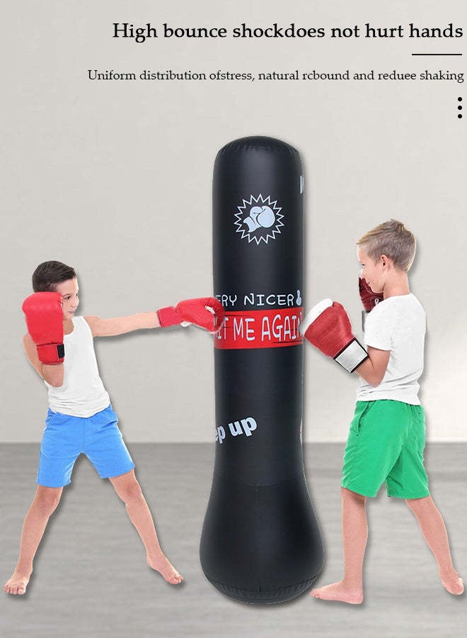 DUNISO عمود ملاكمة قابل للنفخ، 120 سم حقيبة ملاكمة للأطفال من PVC، حقيبة ملاكمة قابلة للنفخ لكراتيه، تايكوندو، ألعاب تدريب السرعة والتخلص من الضغط للأطفال والبالغين - Image 3