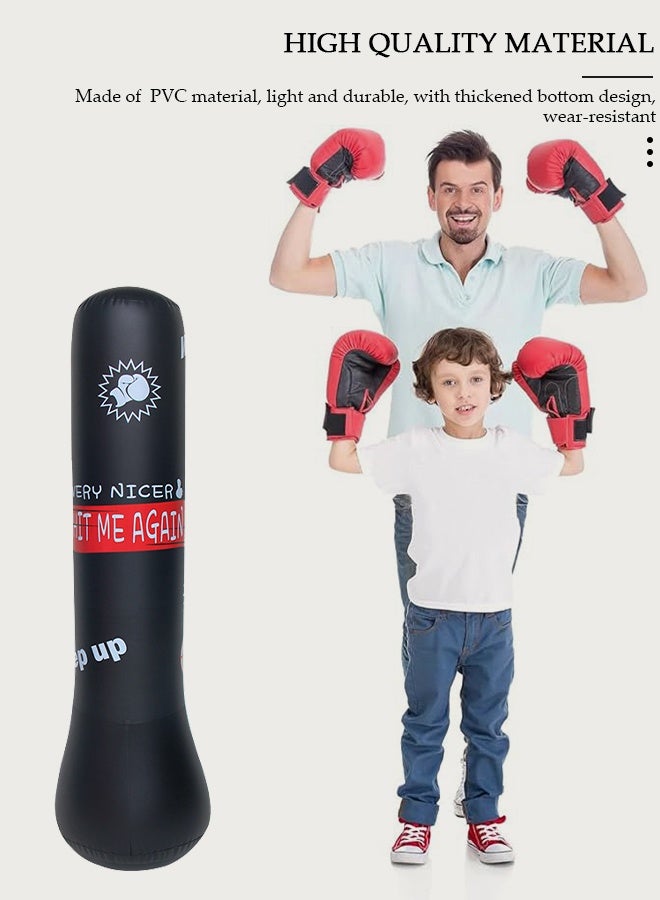 DUNISO عمود ملاكمة قابل للنفخ، 120 سم حقيبة ملاكمة للأطفال من PVC، حقيبة ملاكمة قابلة للنفخ لكراتيه، تايكوندو، ألعاب تدريب السرعة والتخلص من الضغط للأطفال والبالغين - Image 4