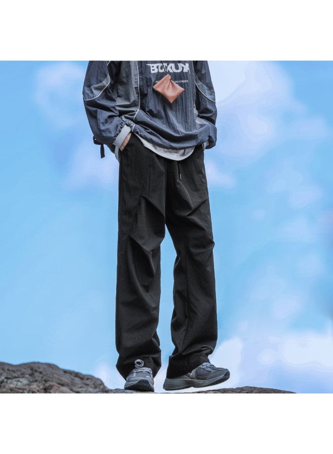 Maybeyond Men's Cargo Pants, Summer Lightweight, Outdoor Straight-leg, Ice Silk Trousers, American-style Sports Casual Pants, Ma93 Black 4XL - Image 3