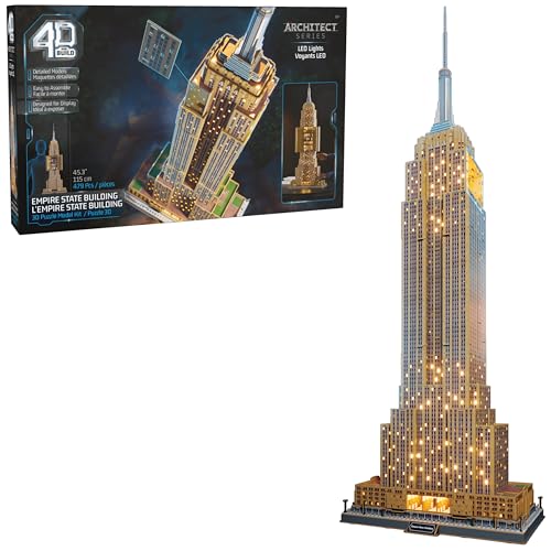 4D Build Architect Series Empire State Building 3D Model Kit with LED Lights Desk Dcor Adult Puzzles Building Toys 3D Puzzles for Adults  Teens 479 Pieces for Ages 12  Up - Image 1