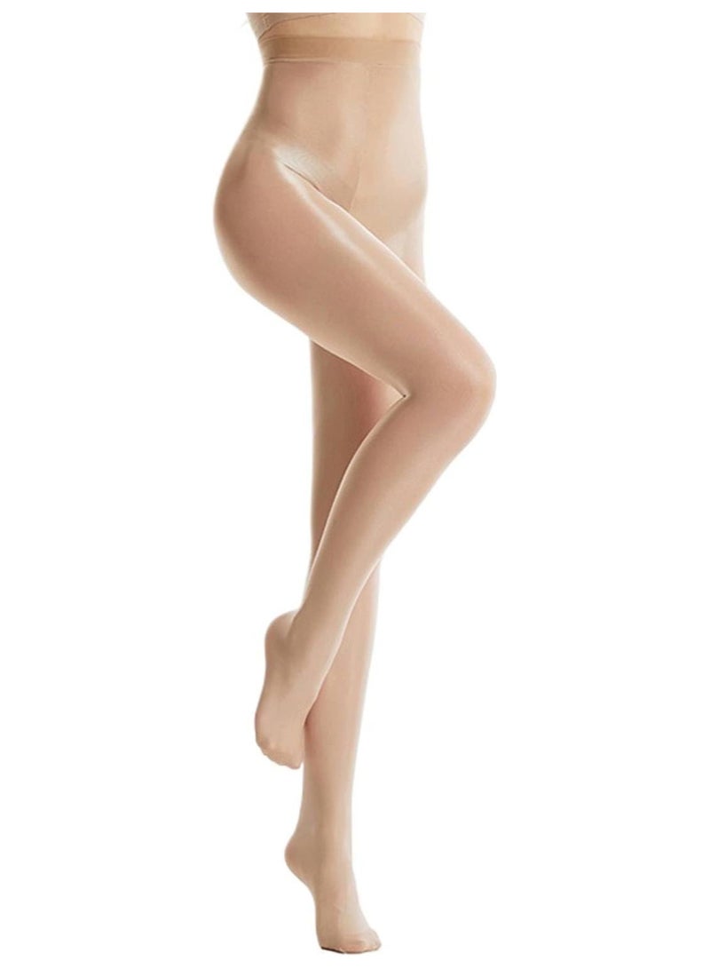 HI-FINE 2 Pairs Shaping Socks Oil Socks Shiny Silk Stockings Pantyhose Dance Tights Beige Suitable for 40-70kg - Image 2
