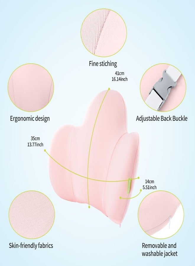Back2 Lumbar Support Pillow for Car, Office Chair Back Support with Memory Foam, Support for Lower Back Pain Relief Lumbar Pillows, Ergonomic Back Cushion for Desk Chair, Sofa, Bed, Car Seat (Pink) - Image 2