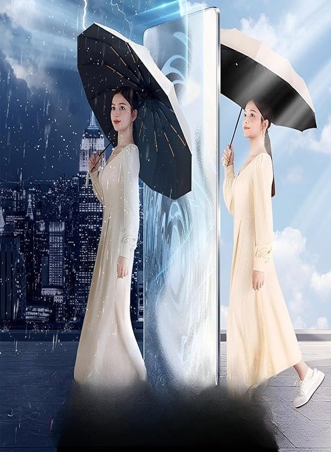 WHISKET 12 -Rib Foldable Umbrella Automatic Open & Close Unique Handle Windproof Frame Compact Travel Size for Men & Women Rain & sun Protection - Image 5