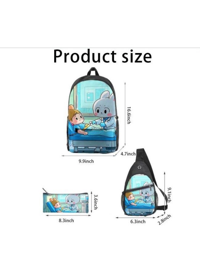 Universal cartoon new three-piece schoolbag - 406  - Image 3