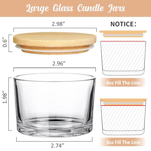 SUPMIND 4oz Clear Candle Jars (15 Pack) - Small Wide Mouth Glass Jars with Bamboo Lids, Ideal for Candle Making Business - Image 5