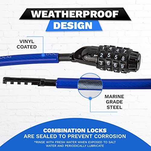 DocksLocks Weatherproof Coiled Security Cable Lock (5ft to 25ft Lengths) with Resettable Combination, Anti-Theft Protection for Kayaks, Bikes, Paddleboards, Scooter, Equipment, Bicycles and More 5ft - Image 4