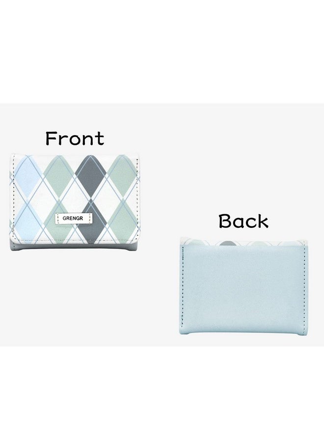 WisePoint - Ladies Purse Small Pu Leather Women’S Wallet With Metal Snap Trifold Credit Card Holder Ladies Purse Wallet With Multiple Slots For Id Card Credit Card (Blue) - Image 1