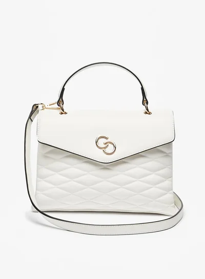 Celeste Women Quilted Satchel Bag with Button Closure and Grab Handle
