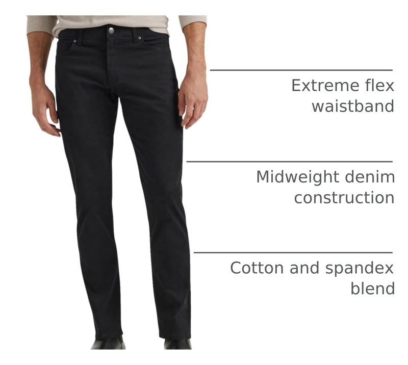 Lee Men's Extreme Motion Straight Taper Jean Black 40W x 34L - Image 4