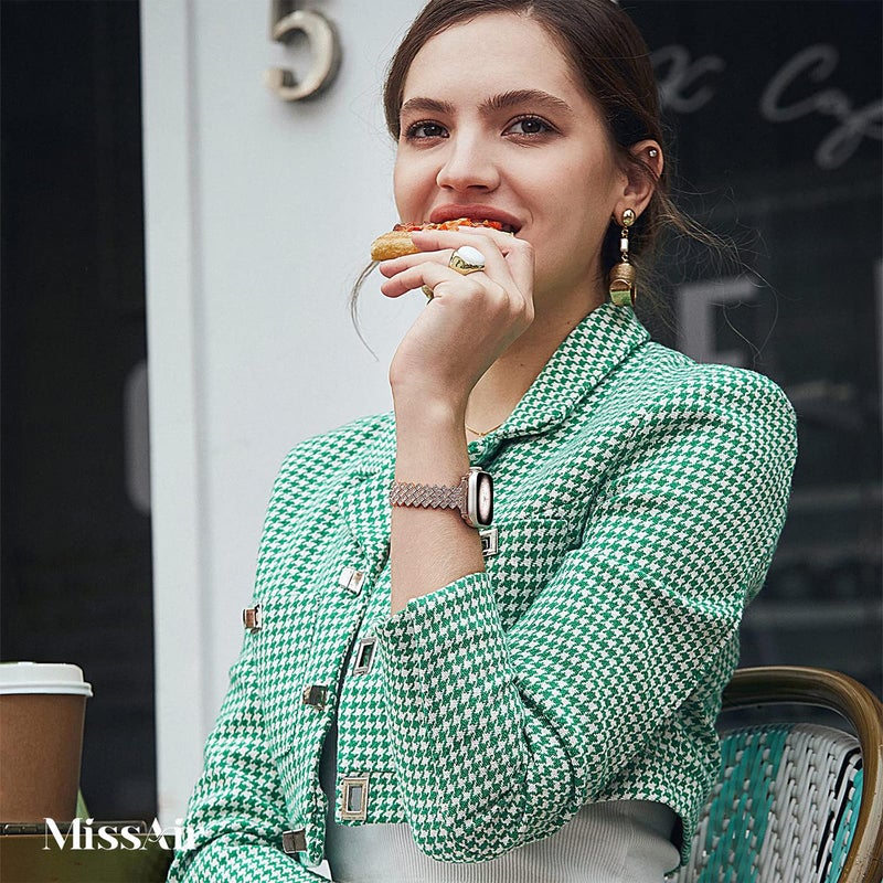 erorex For Apple Watch 46Mm / 49Mm / 45Mm / 44Mm Rhombic Diamond Zinc Alloy Watch Band(Rose Gold) - Image 5