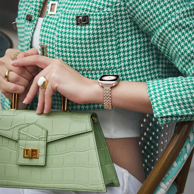 erorex For Apple Watch 46Mm / 49Mm / 45Mm / 44Mm Rhombic Diamond Zinc Alloy Watch Band(Rose Gold) - Image 4