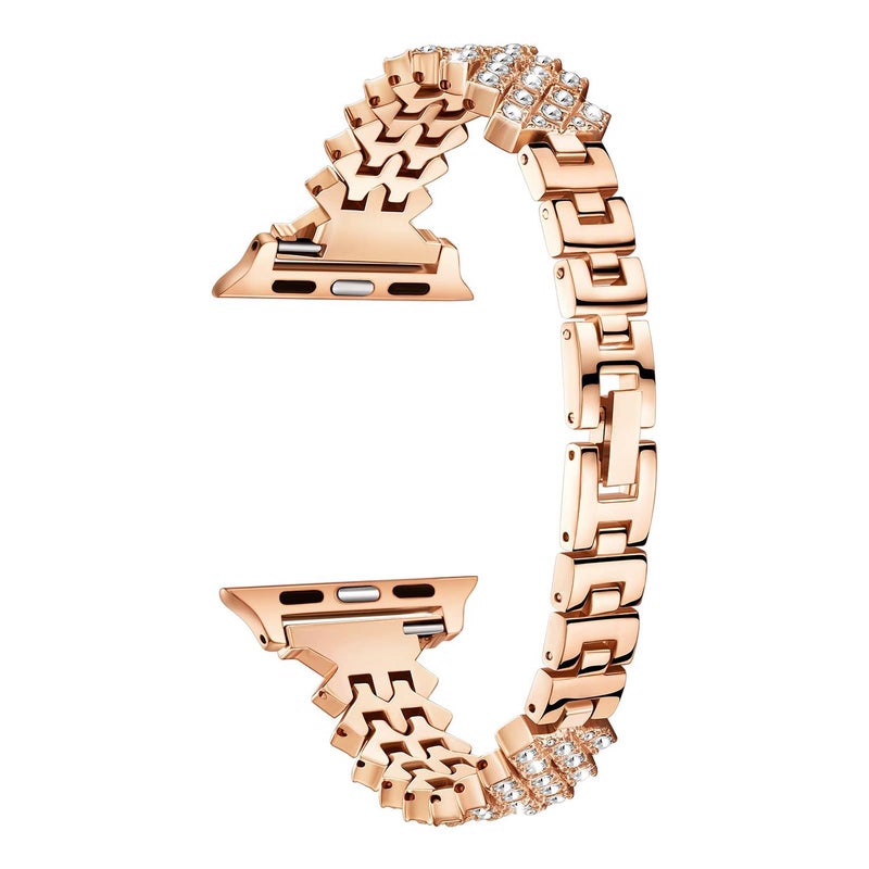 erorex For Apple Watch 46Mm / 49Mm / 45Mm / 44Mm Rhombic Diamond Zinc Alloy Watch Band(Rose Gold) - Image 2