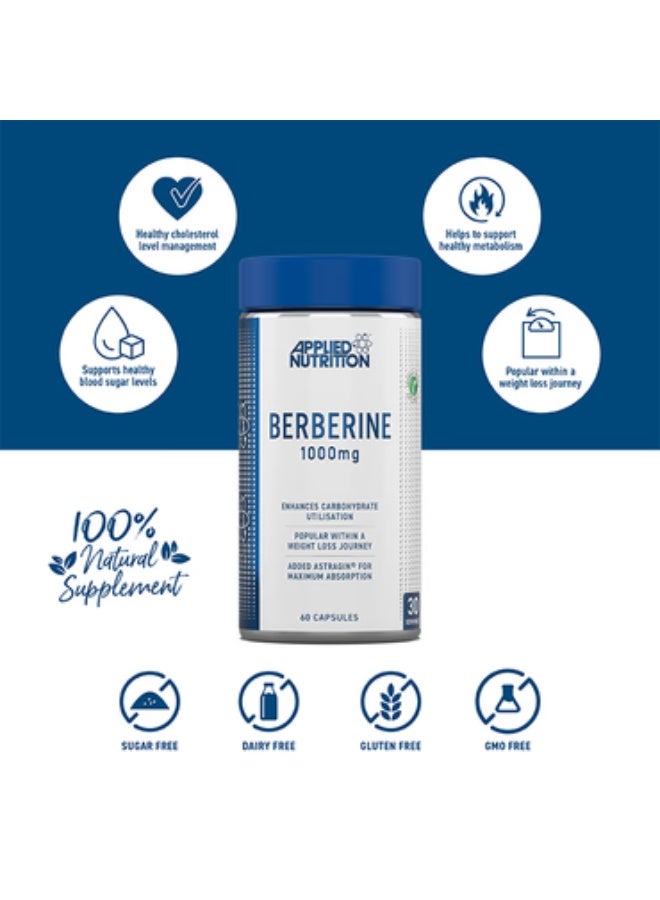 Applied Nutrition Berberine, With Added (35mg) Astragin® A Blends of (Panax Notoginseng and Astragalus Extracts)- Enhance Carbohydrate Metabolic, Support Weight Management - (1000 mg - 60 Capsules) - Image 4