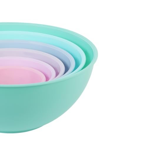 BoxedHome BPA Free Plastic Round Mixing Bowl with Lids, 12 Pack Nesting Bowls with Lids Set, Microwave and Dishwasher Safe Prep & Serving Bowls Great for Mixing, Baking, Serving (pinkish green, 12pcs) - Image 2