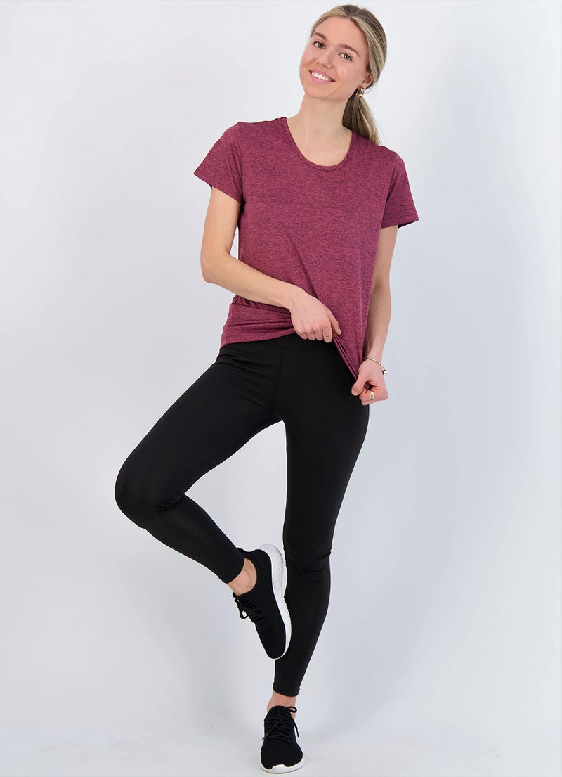 REALESSENTIALS Real Essentials 5 Pack: Women's Short Sleeve T-Shirts Workout Tops Fitness Pilates Gym Activewear Athletic (Plus Available), Set 8, L, Pack of 5 - Image 3