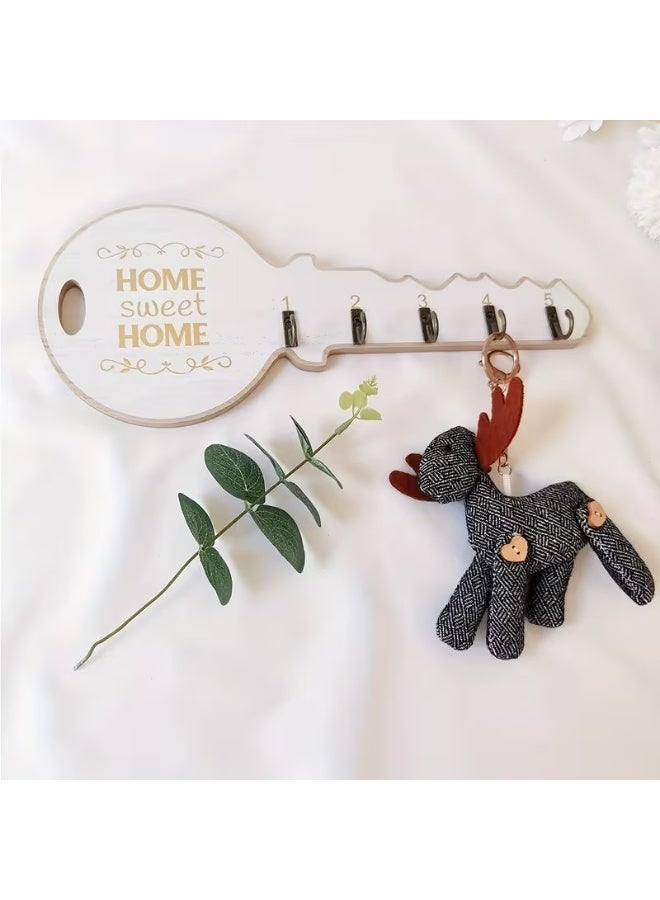 Goolsky 1pc Vintage Key Holder Wall Mount - "HOME Sweet HOME" Design, Rustic Wooden Key Rack with Decorative Hooks for Entryway, Kitchen, Bathroom & Bedroom Decor, Easy to Install, Wallmounted Organizer|Stylish Home Accessory|Charming Aesthetic, Key Hanger Wal - Image 3