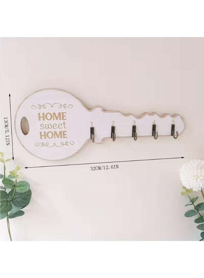 Goolsky 1pc Vintage Key Holder Wall Mount - "HOME Sweet HOME" Design, Rustic Wooden Key Rack with Decorative Hooks for Entryway, Kitchen, Bathroom & Bedroom Decor, Easy to Install, Wallmounted Organizer|Stylish Home Accessory|Charming Aesthetic, Key Hanger Wal - Image 4