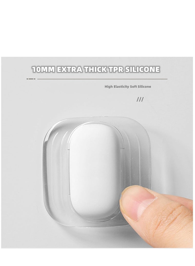 KASTWAVE 4 Pcs Door Handle Bumper Self-Adhesive Thickened Wall Protector Door Knob Wall Shield Rubber Buffer Crash Pads Translucent Silicone Door Stoppers for Furniture Glass Table  - Image 3