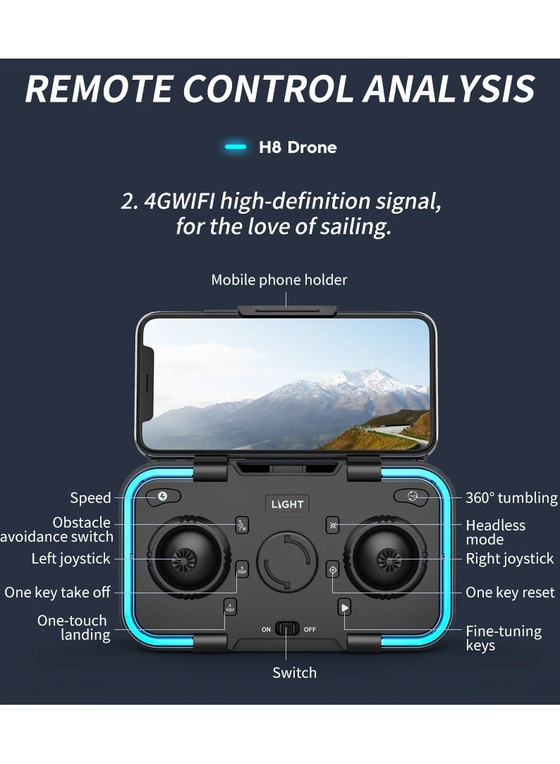 DubaiGallery طائرة درون برو 4K HD بكاميرا مزدوجة وتكنولوجيا تحديد الموقع بتدفق بصري وأضواء LED ودوران 360° وأربعة محاور للطيران طائرة RC كوادكوبتر - Image 2