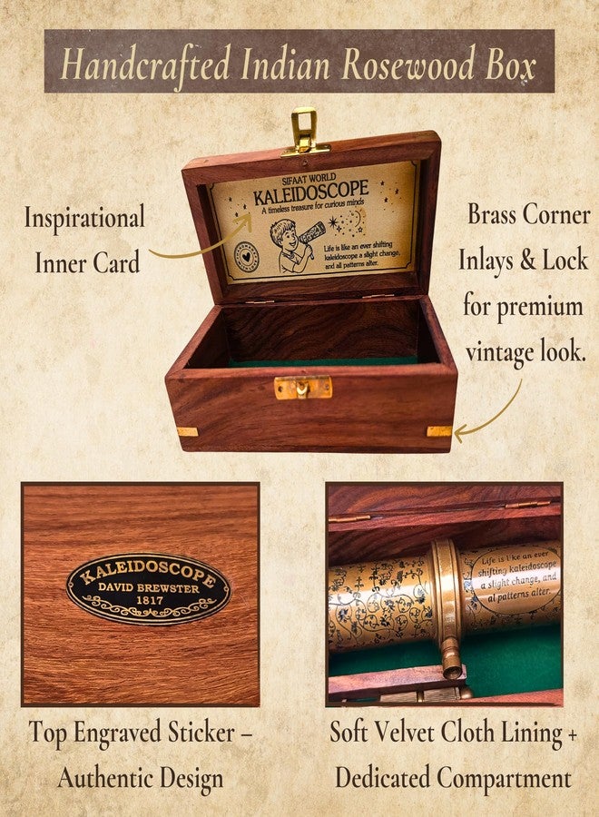 SIFAAT WORLD Kaleidoscopes, Handmade Kaleidoscope with Wooden Box, Brass Kaleidoscope, Educational Vintage Collection, Kaleidoscope for Kids, Graduation Gifts - Image 3