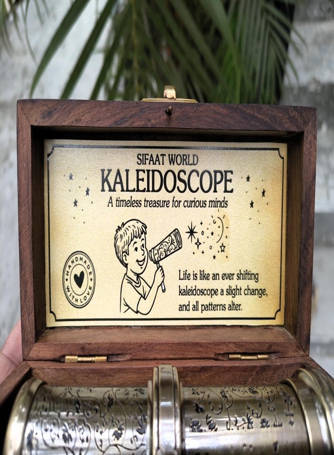 SIFAAT WORLD Kaleidoscopes, Handmade Kaleidoscope with Wooden Box, Brass Kaleidoscope, Educational Vintage Collection, Kaleidoscope for Kids, Graduation Gifts - Image 2