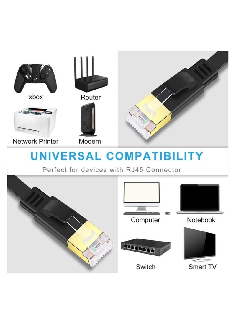 XICEN - 30M Cat 7 Ethernet Cable High Speed Gigabit Flat Lan Network Cable with RJ45 Gold Plated Connector 10Gbps 600Mhz Shielded Internet Patch Cord - Image 1