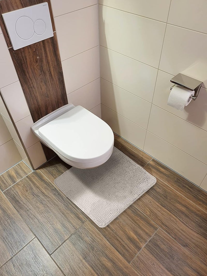 FLUFFY Bath Mat made of Chenille with Non-Slip Bottom (50 x 50 cm, Grey) - Image 4
