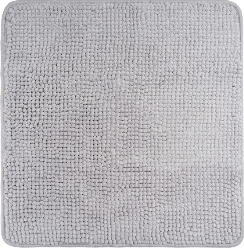 FLUFFY Bath Mat made of Chenille with Non-Slip Bottom (50 x 50 cm, Grey) - Image 1